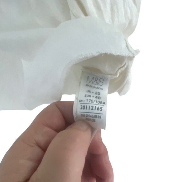 M&S Indigo Collection Embroidered Blouse Size16 Off White Lightweight Cotton Ble - Picture 5 of 5